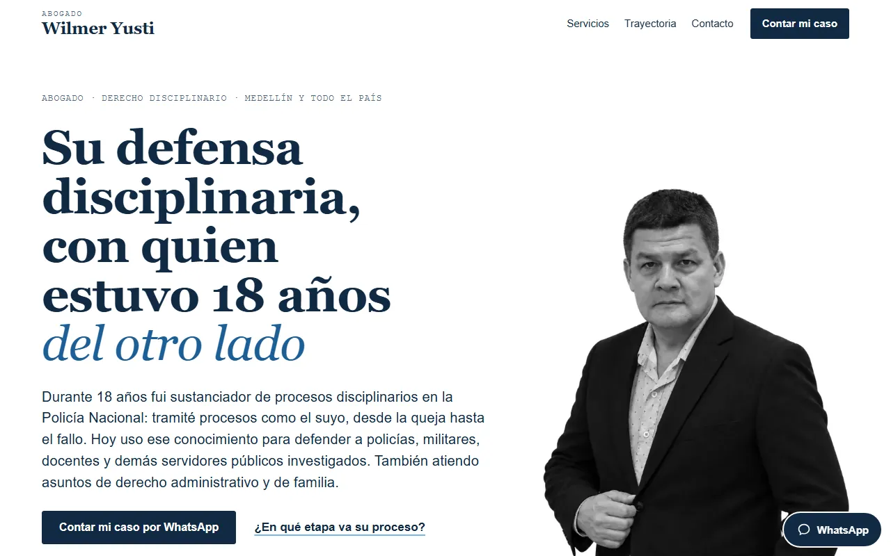 Portada de abogadowilmeryusti.com, una web que construí para un cliente